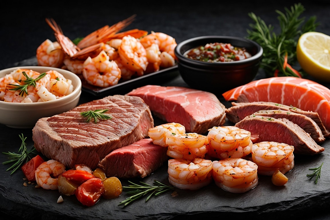 Neujahrspaket "Glücklich" mit Fleisch und Garnelen,