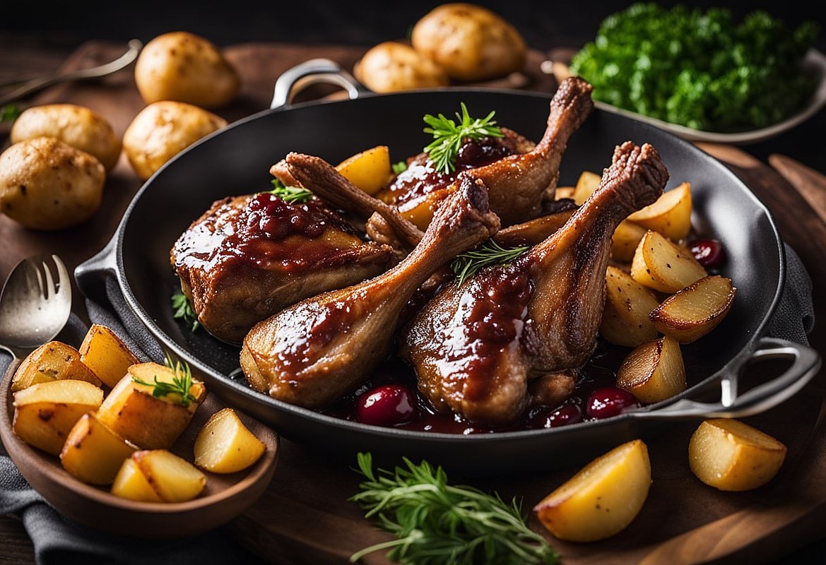 Entenkeulen mit Kirsch-Portwein-Sauce
