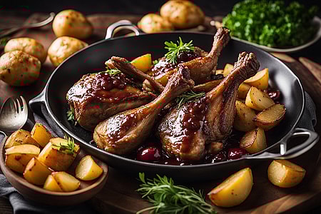 Entenkeulen mit Kirsch-Portwein-Sauce