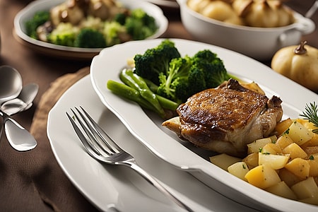 Gänsekeulen mit Brokolie und Kartoffelgratin