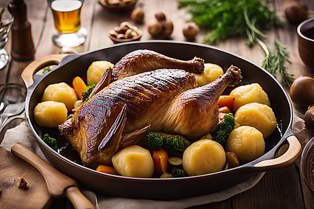 Gans mit Maronenfüllung und Kartoffelknödeln