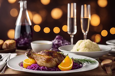 Hähnchenkeule auf Rotkohl