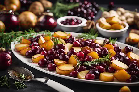 Entenbrust mit Cranberry-Sauce und gebratenen Kartoffeln