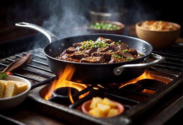 Brisket aus der Pfanne asiatisch pikant mit Ingwer und Sojasoße