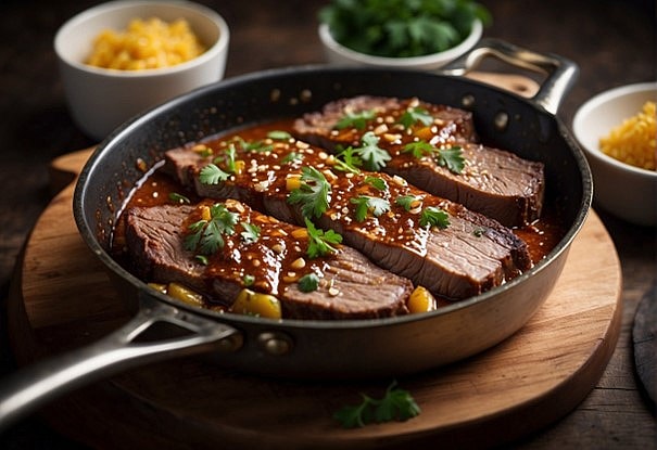 Brisket aus der Pfanne in-Cognac-Pfeffersosse